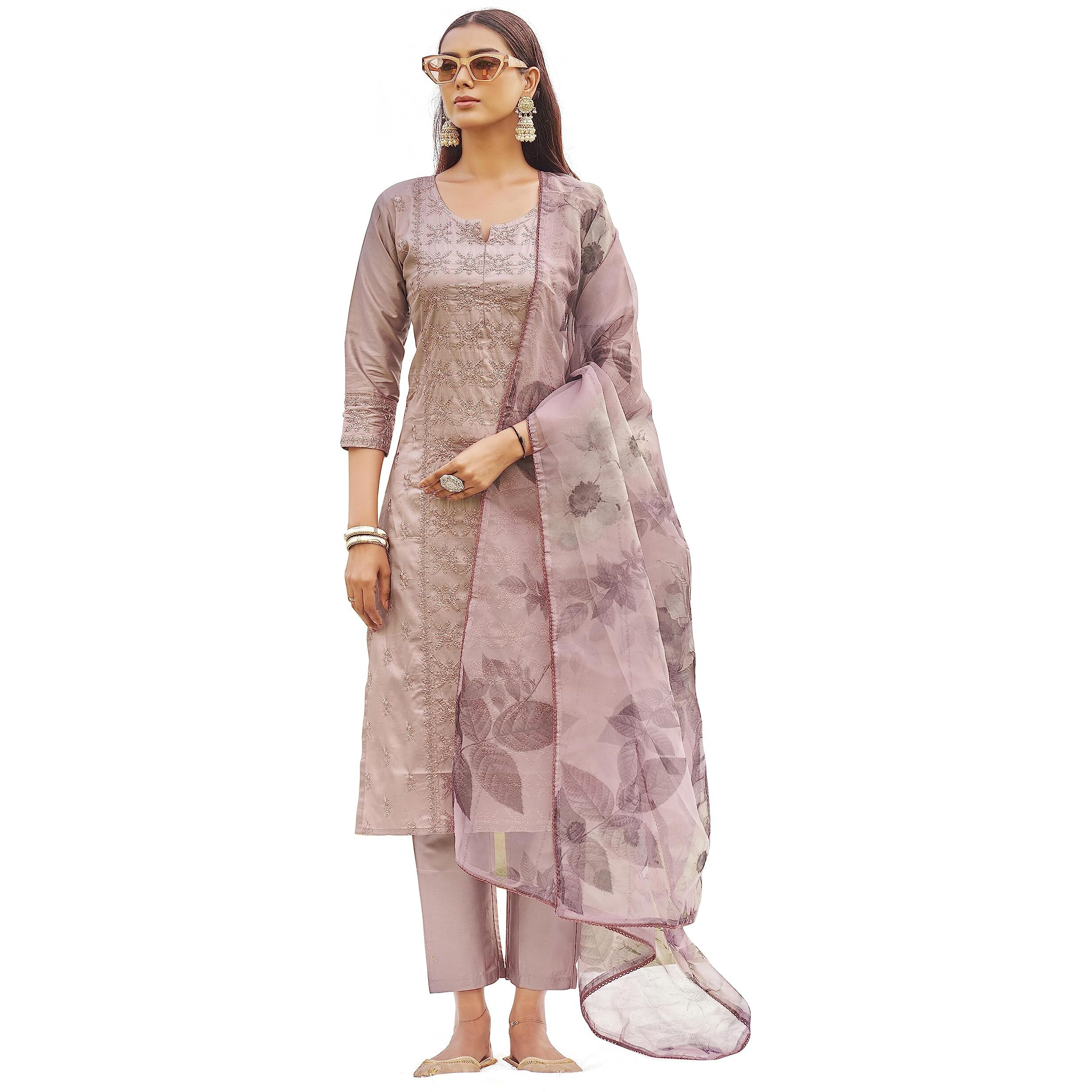 Womanista Women's Cotton Blend Cotton Kurta Pant Set (Kurtaset_1151A_Lavendear_Xxl), Lavender