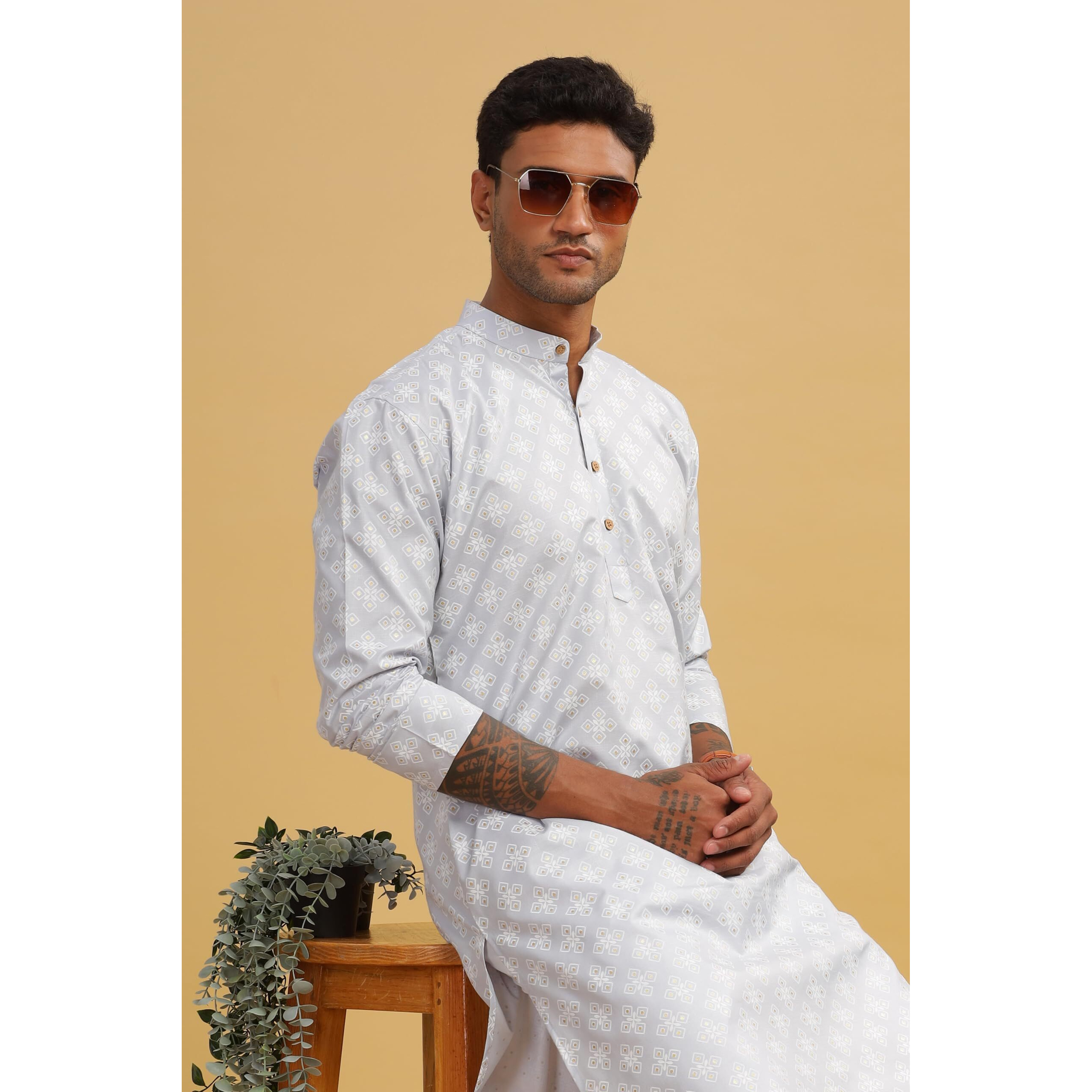 Be Active Men's Cotton Regular Kurta (C-599-1_White