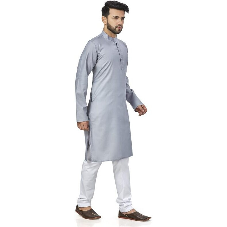 Be Active Men's Traditional Solid Full Sleeves Kurta || Cotton Kurta For Men || Men Kurta For Wedding || Kurta For Men (N-Rfsk0001 13 Kr M) Grey