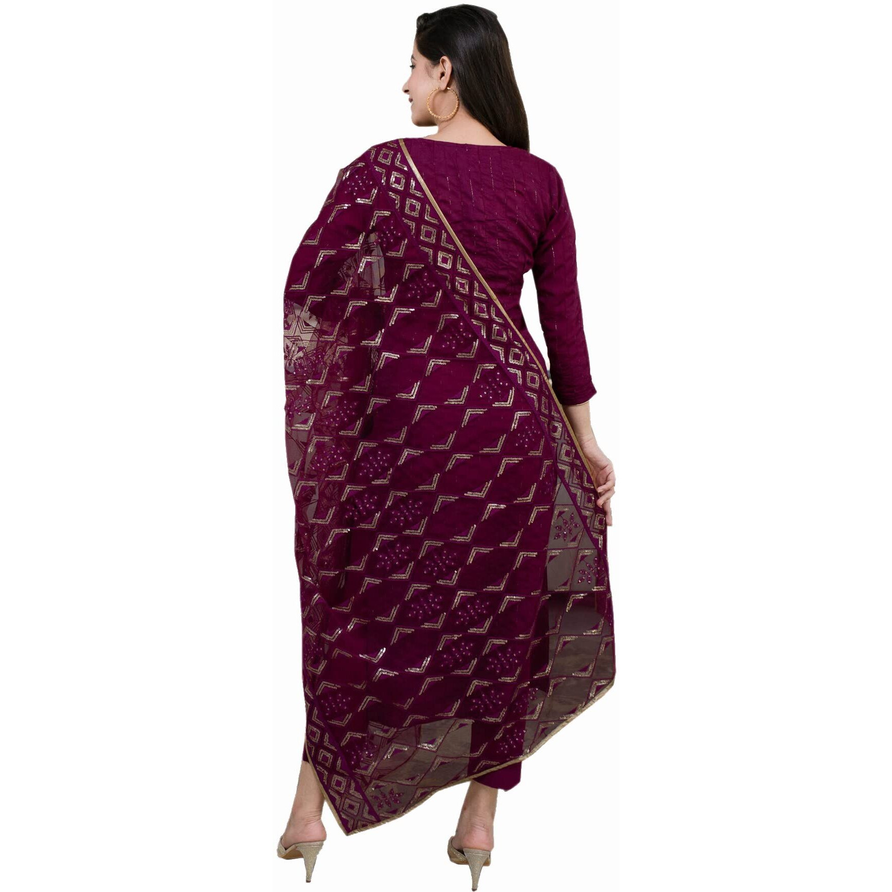 Fashion Basket Gerogette Purple Salwar Suit For Womens (Ssfb2-F1426_Purple)