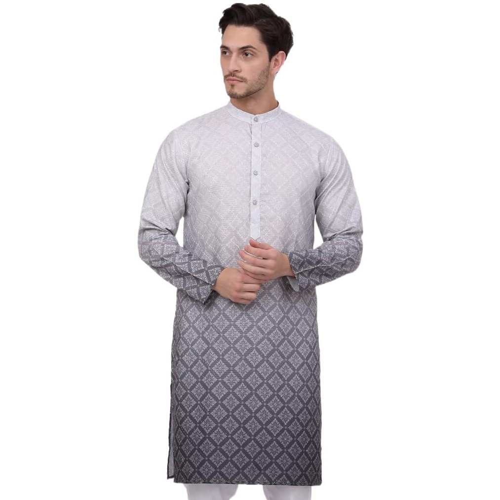 Jompers Men's Grey Ombre Pure Cotton Straight Kurta (Grey, Xxl)