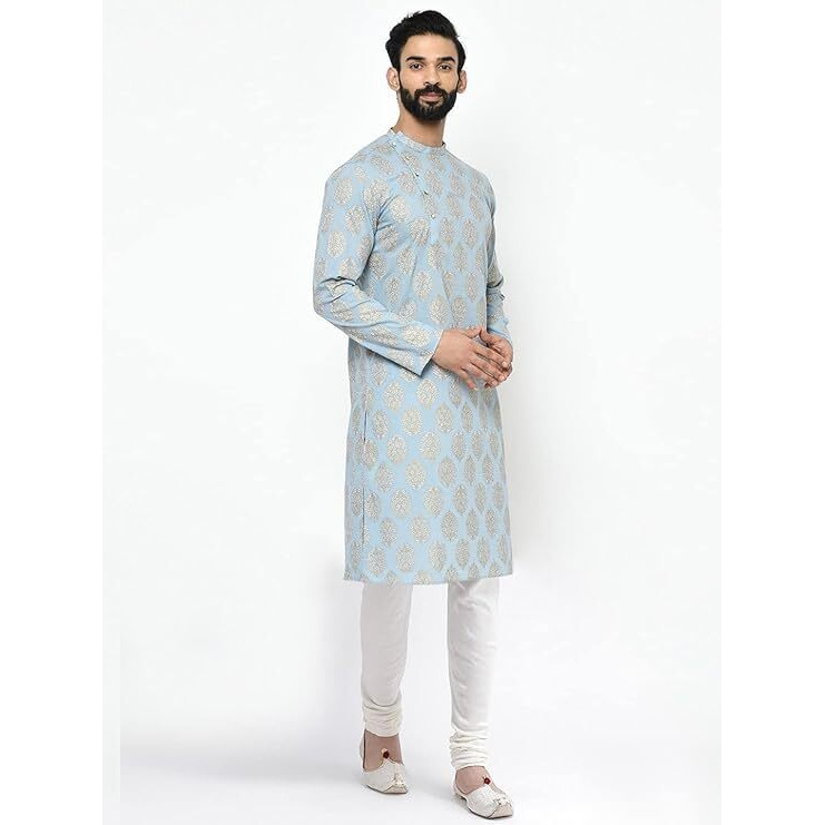 Kisah Men's Blue Indian Ethnic Wear Kurta For Wedding & Festivals-38
