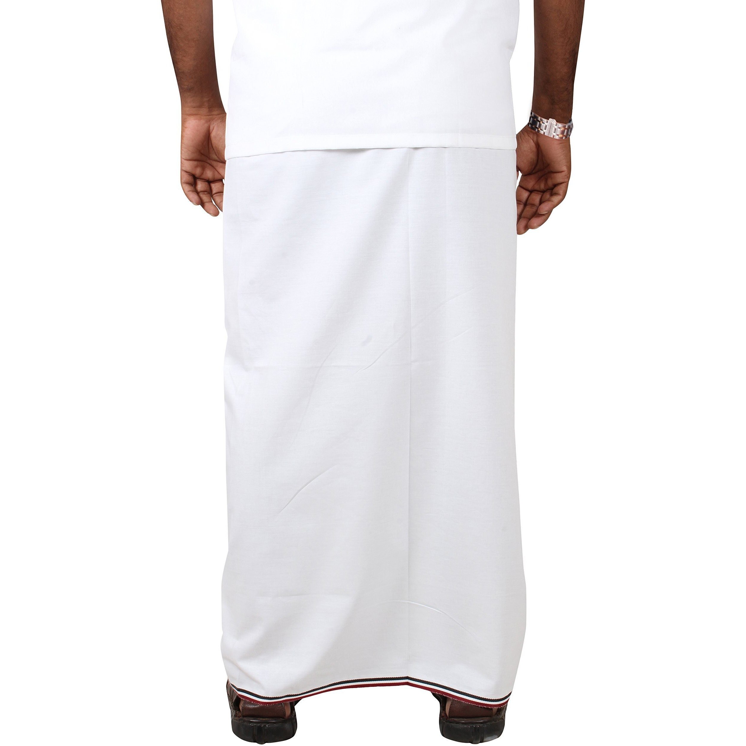 Prakasam Cotton -100% Cotton Admk Party Men's Welcro Pocket Dhoti (Size-34) Height 42 Inch