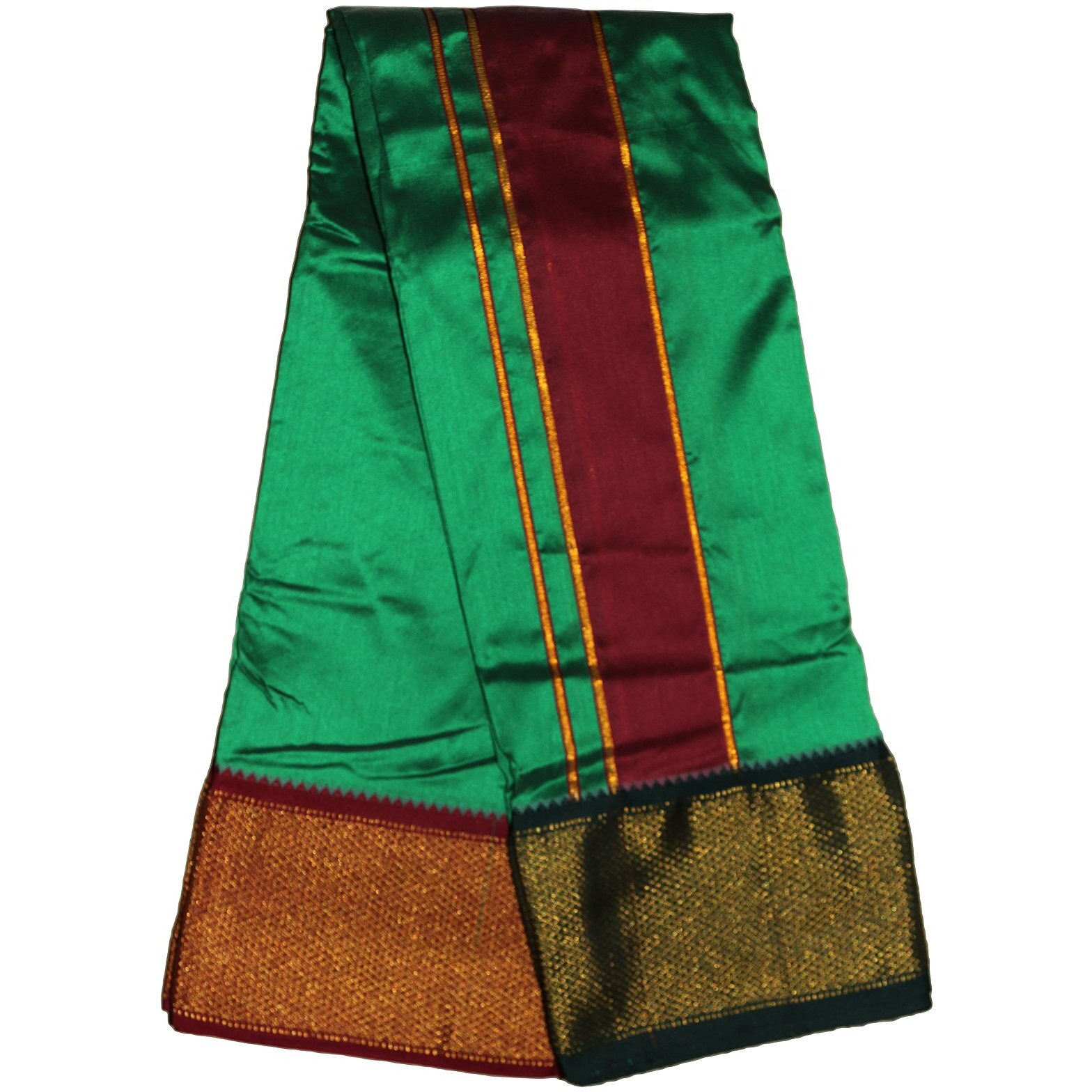 Prakasam Cotton Brand- Poly Mixing Mens Panjakejam Dhoti & Towel Set (Asha-9X5) (Dark Green)