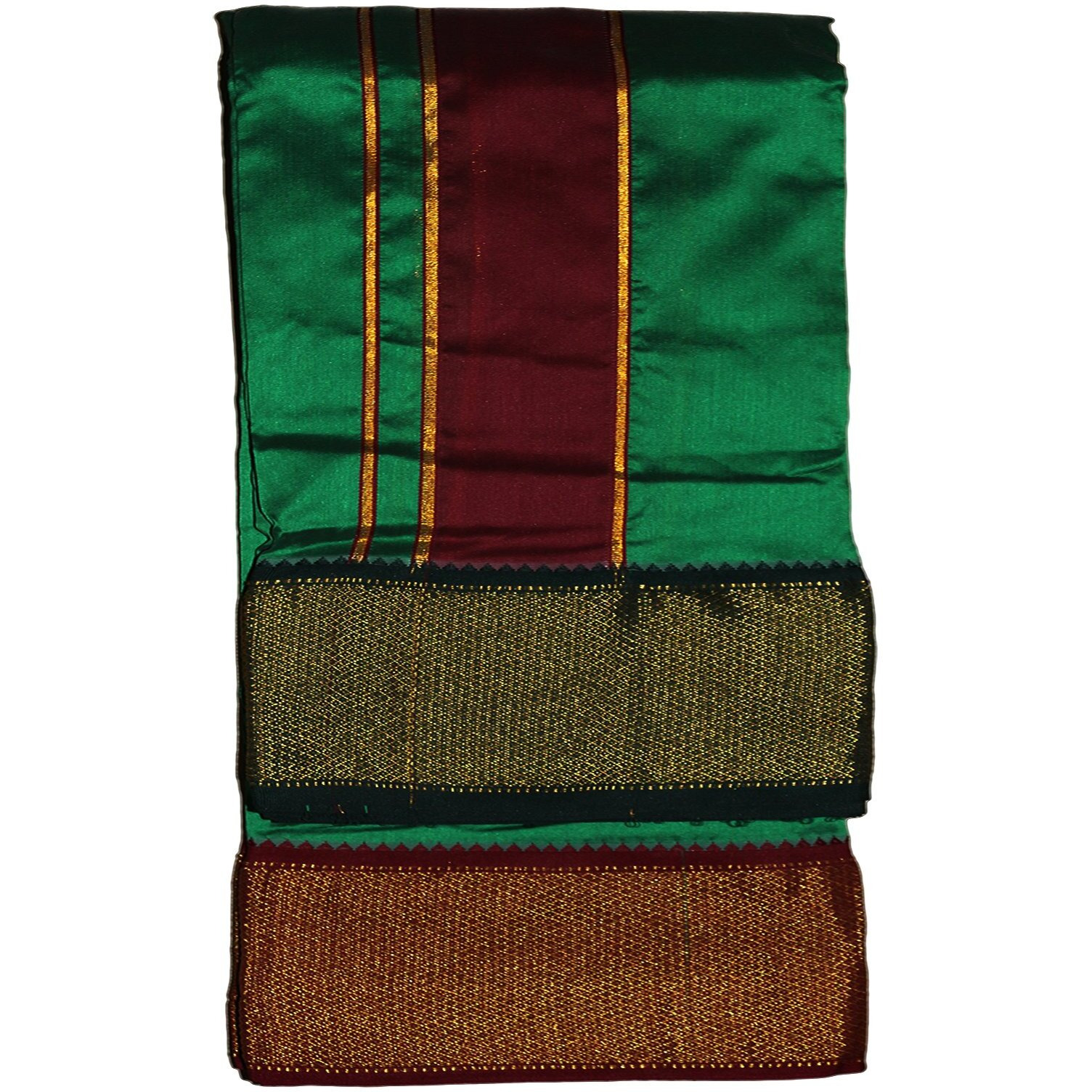 Prakasam Cotton Brand- Poly Mixing Mens Panjakejam Dhoti & Towel Set (Asha-9X5) (Dark Green)