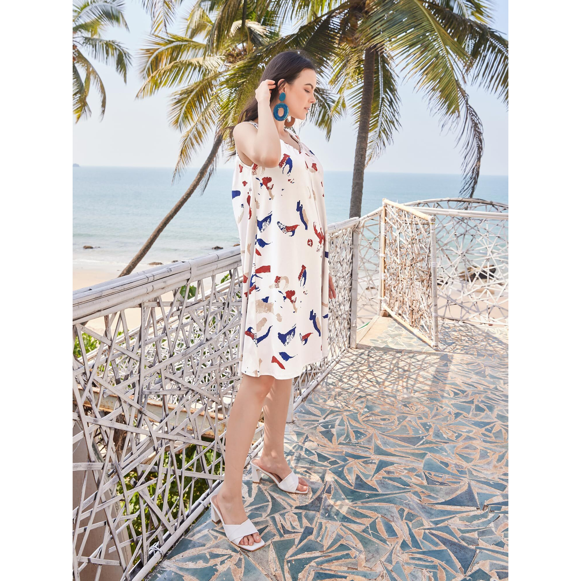 Purvaja Womens Tank Above Knee Length Dress (Wini-054-Break_White_Medium)