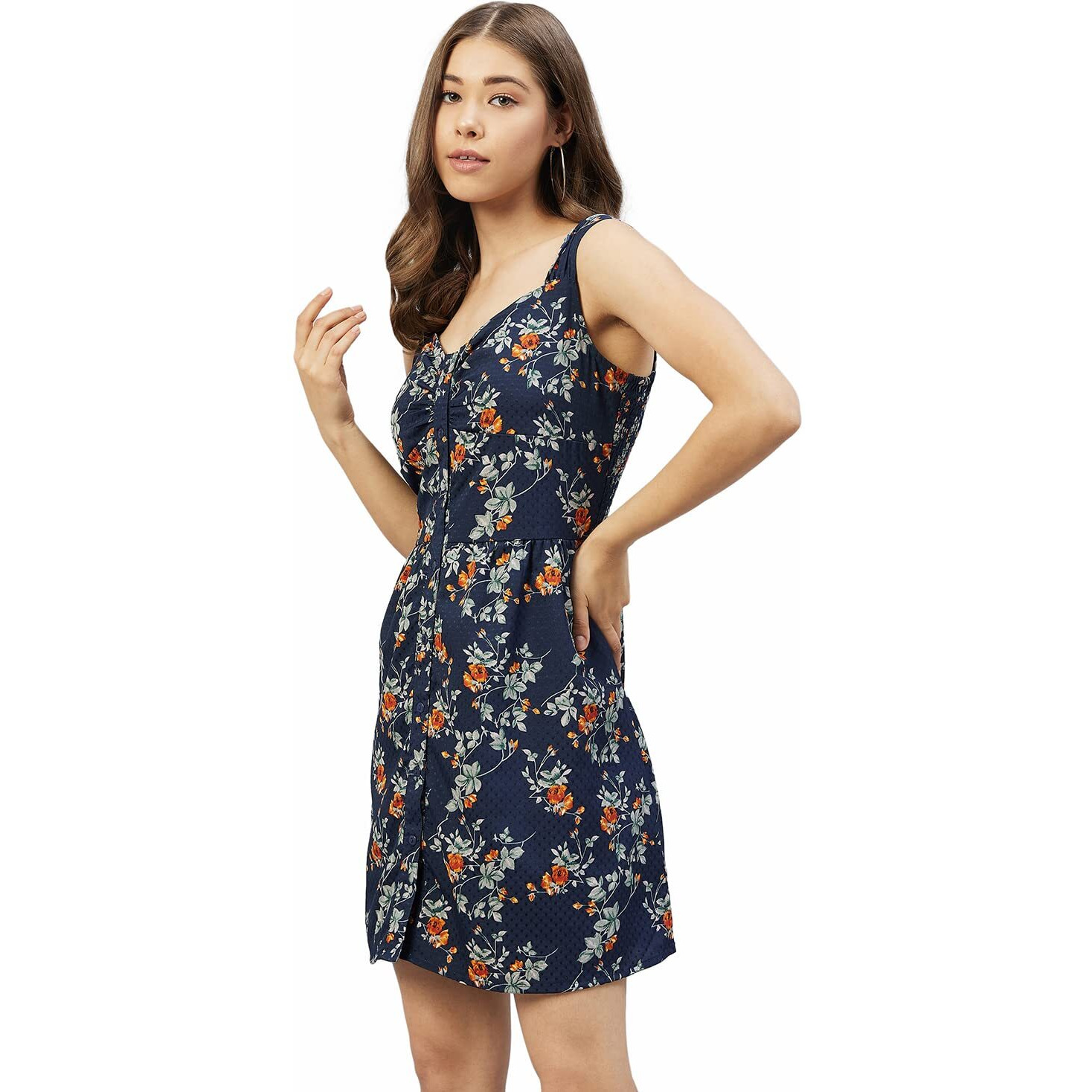 Rare Women's Crepe A-Line Above The Knee Dress (Ep6233_Navy Blue_X-Large)