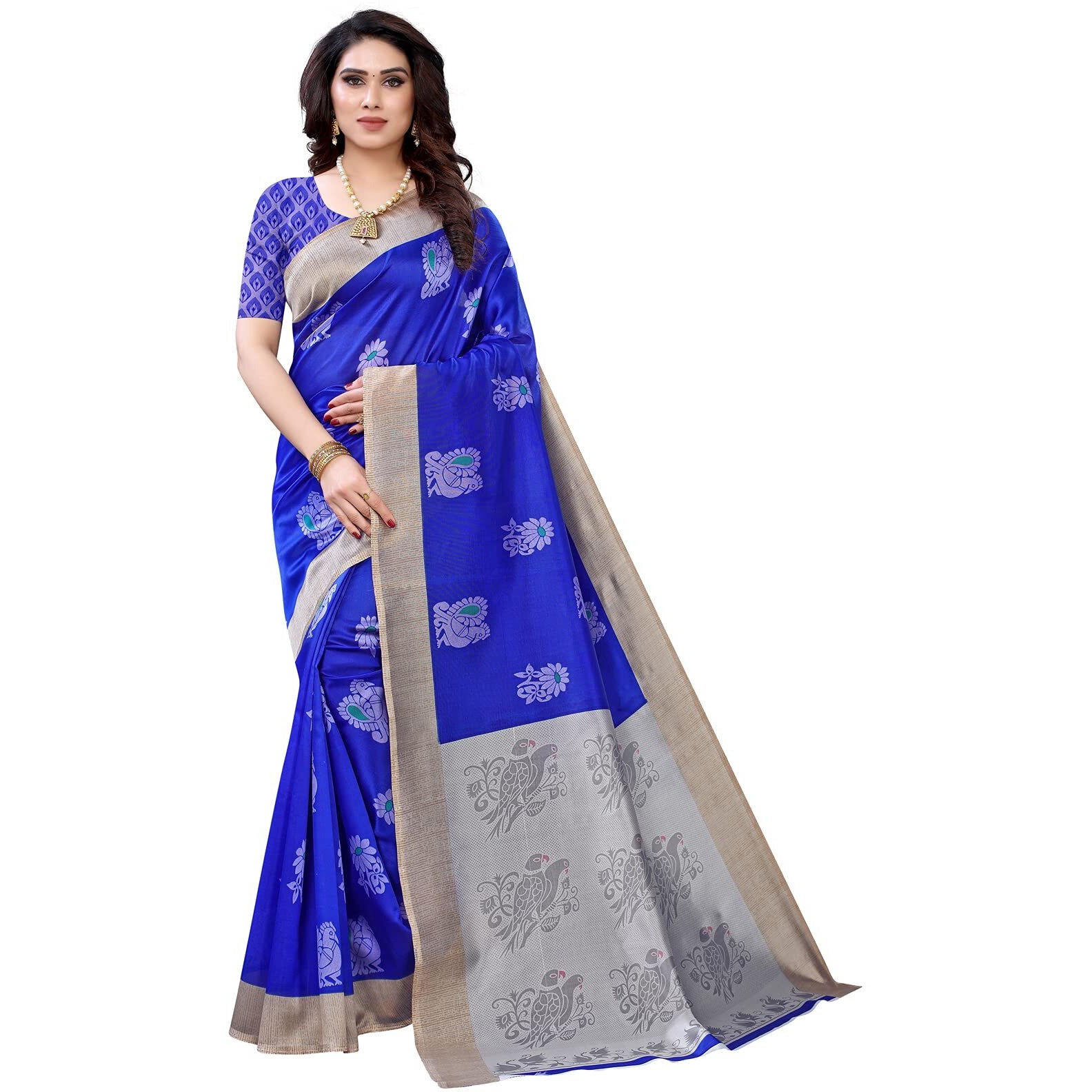 Satrani Women's Art Silk Saree (1932St454_Blue)