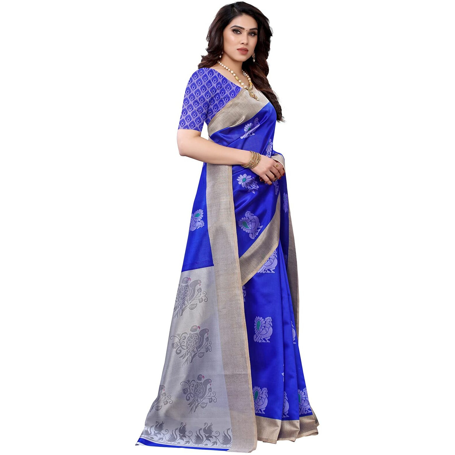 Satrani Women's Art Silk Saree (1932St454_Blue)