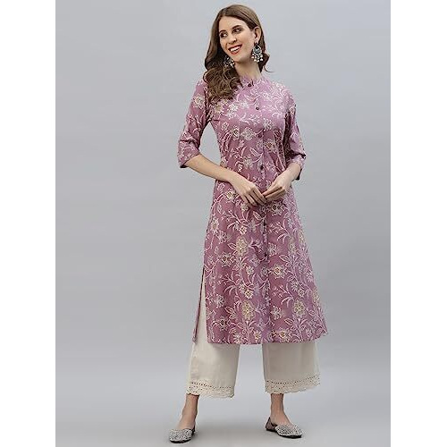 Stylum Women's Floral Print Rayon A-Line Kurta (Fionamauve52_Mauve, 6Xl)