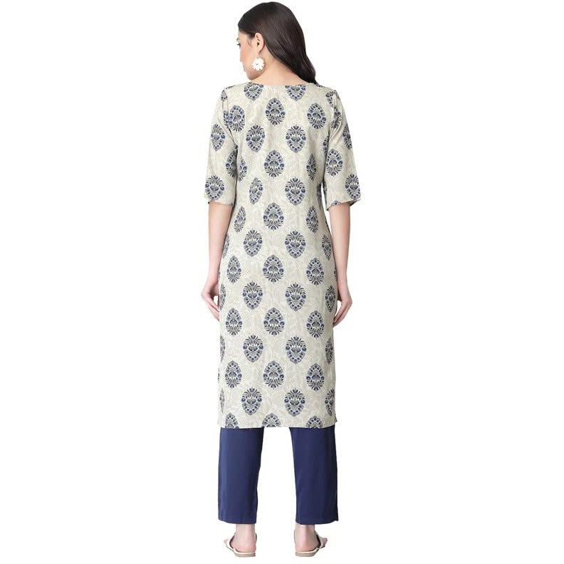 Pinkmint Women's Color Off-White Crepe Straight Kurta And Pant Set (Ukp-2010_Xxl)