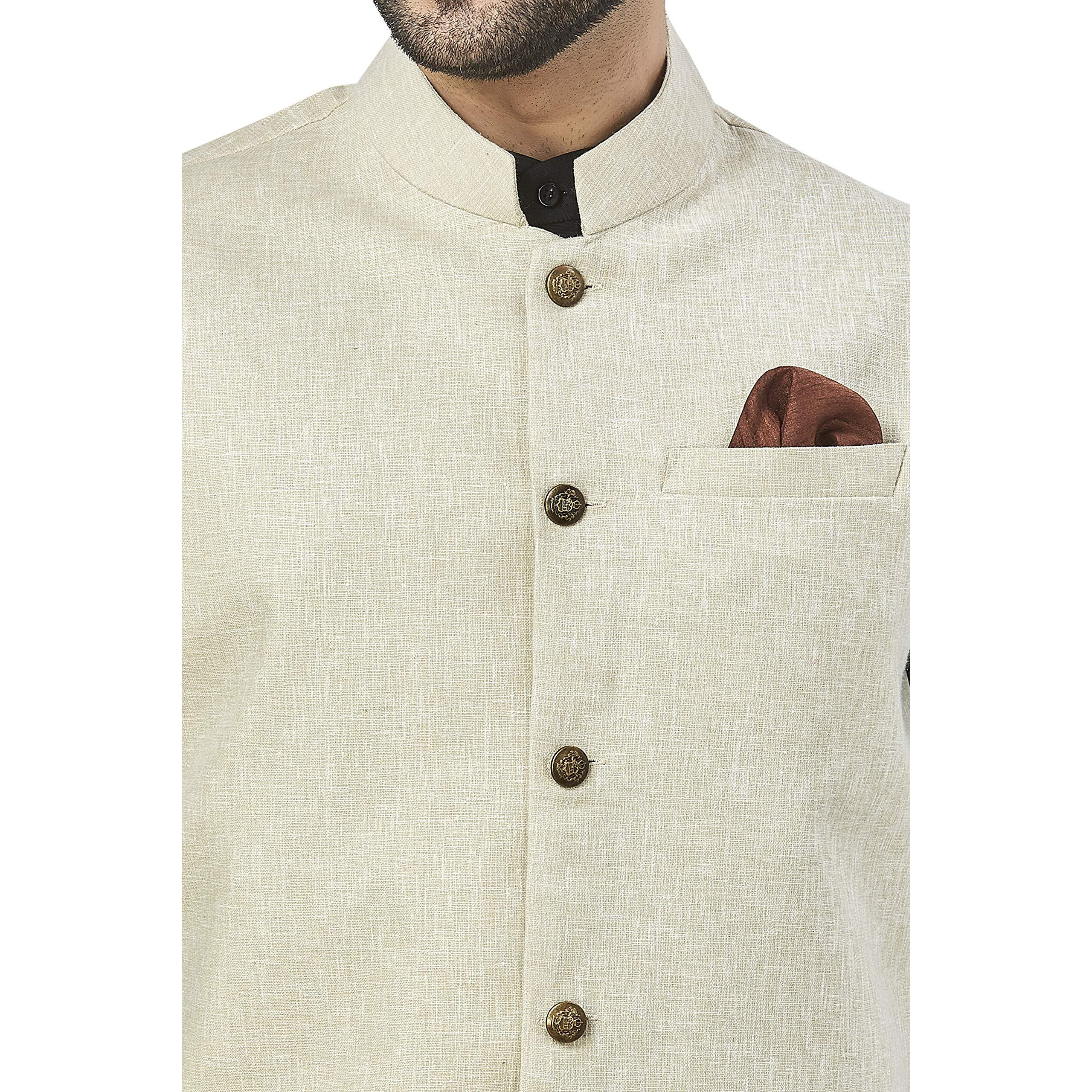 Be Active Men's Linen Blend Nehru Jacket With Mandarin Collar || Ethnic Koti For Men || Men Koti Formal|| Men Koti Wedding (Rfkt0001-09 (Beige) (Grey)-Xxl)