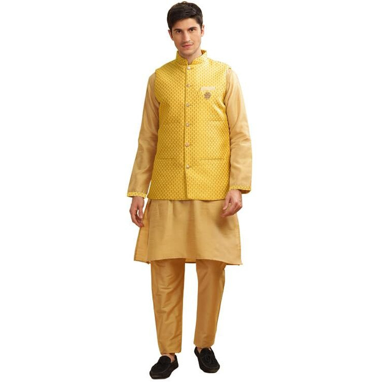 Be Active Men's Floral Regular Kt-Ser (Kt0667-02-M_Yellow M)