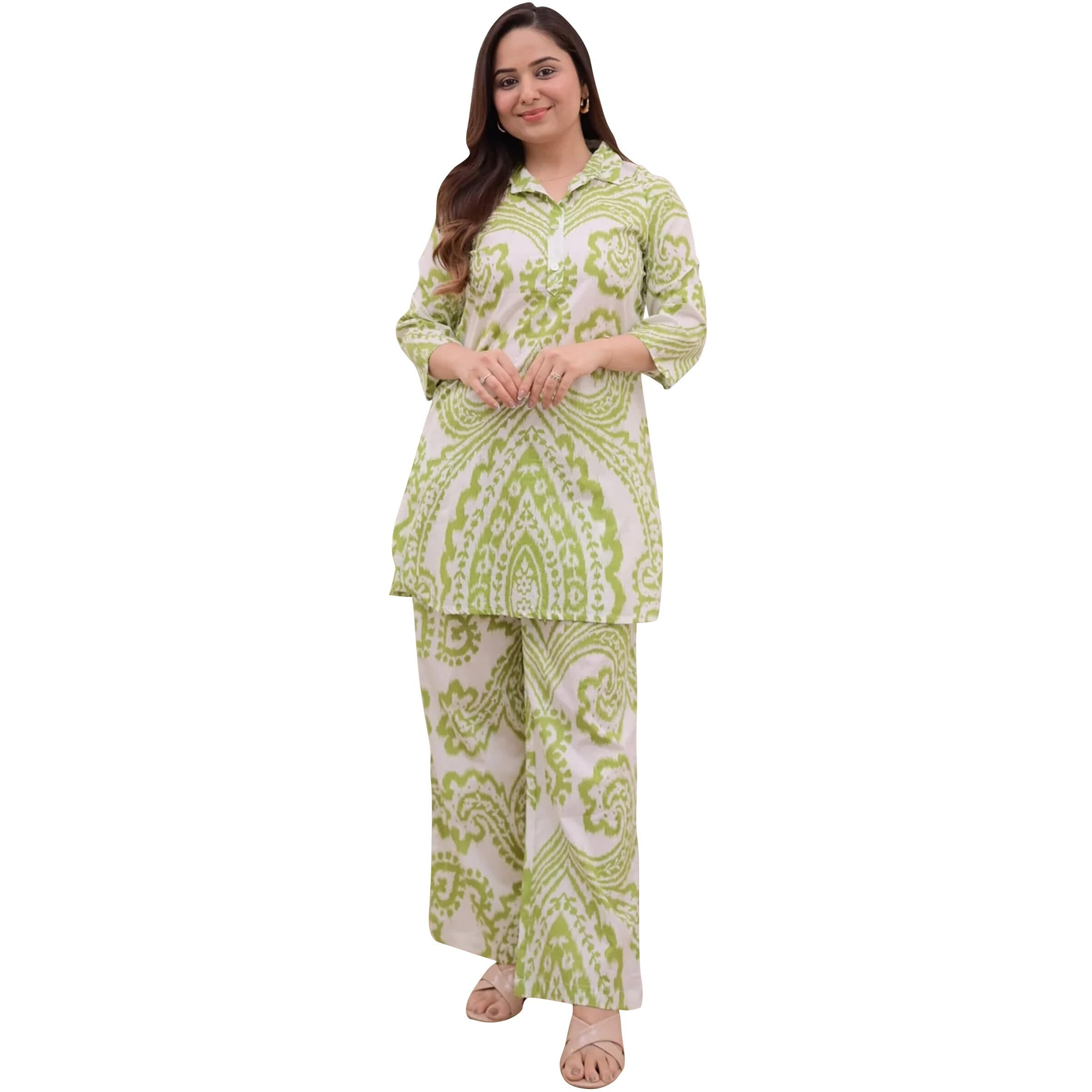 I Enterprise Women's Cotton Blend Regular Dress Shirt (Y1_Inco057_Light Green