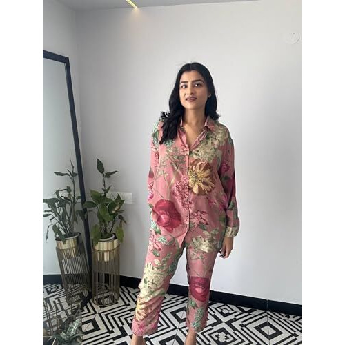 Lookmark Women's Kurta Set With Floral Print And Cotton Blend Fabric With Pant (Az-Lm-Og-Ks2150-Xl) Pink