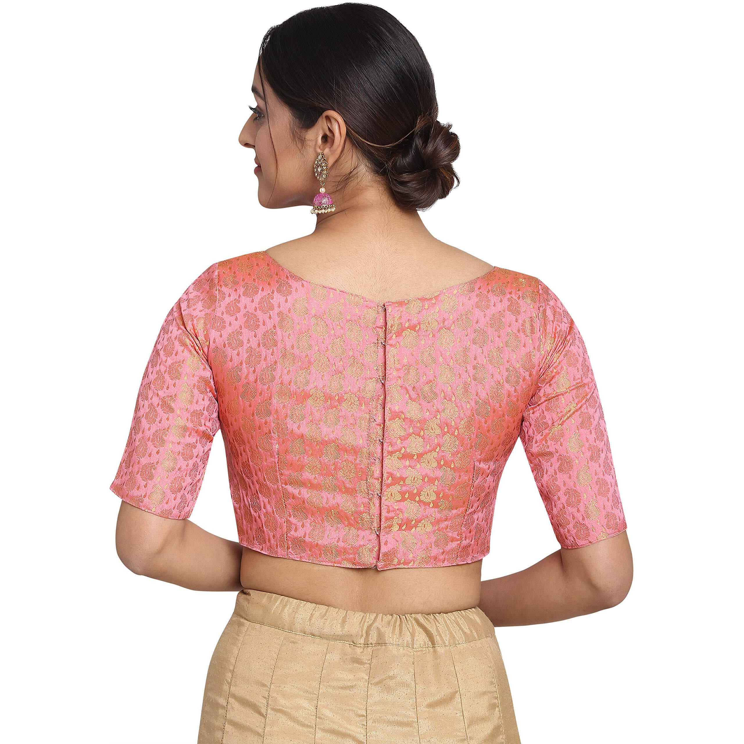 Oomph Woven Art Silk Regular Saree Blouse (Group 41_Blush Pink_M)