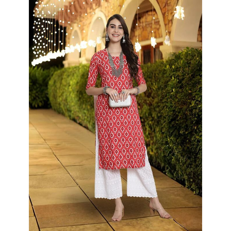 Pinkmint Women's Crepe Kurti Round Neck Straight Kurti For Women Comfortable Kurti Regular Wear Kurti For Women's (Pack Of 6)