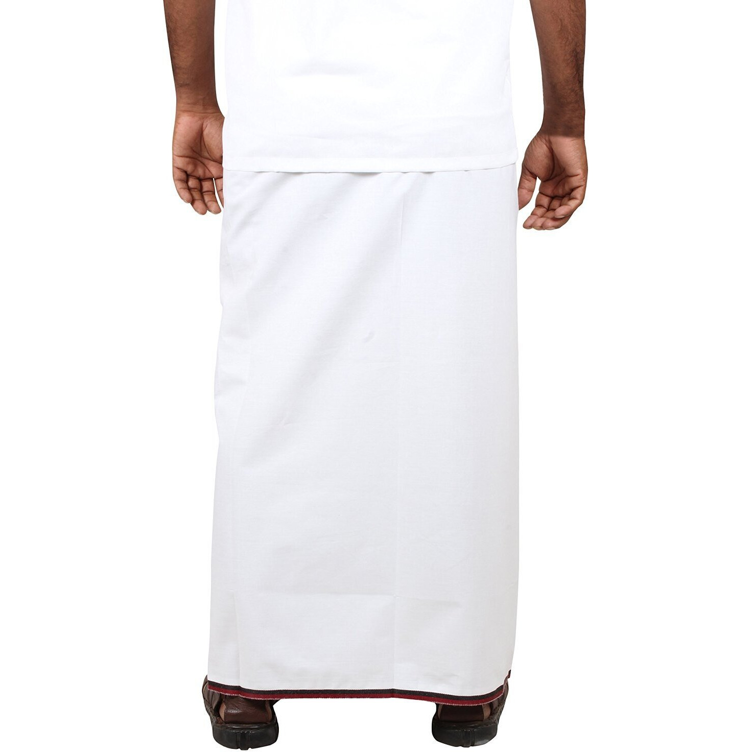 Prakasam Cotton -100% Cotton Dmk Party Men's Welcro Pocket Dhoti (Size-28) Height 42 Inch