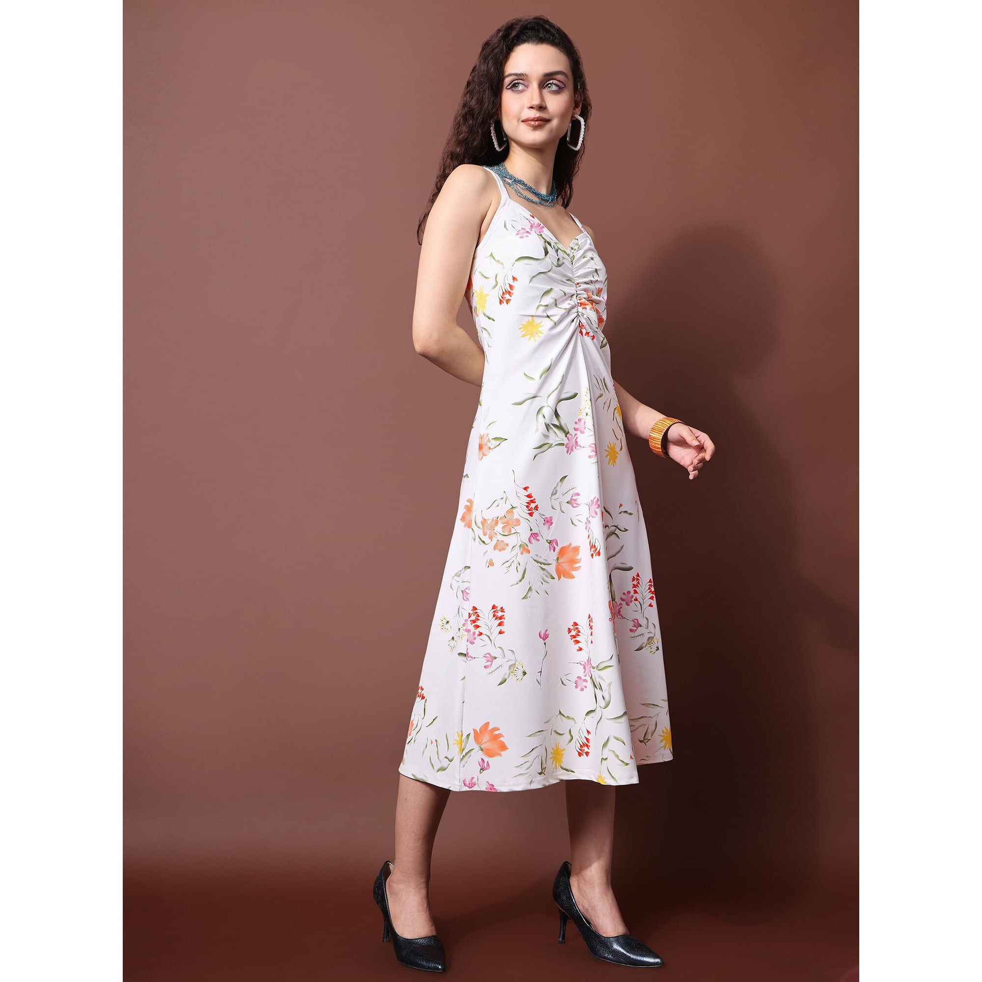 Purvaja Womens Fit & Flare Knee Length Dress (Wini-060-Lris_White_Xx-Large)
