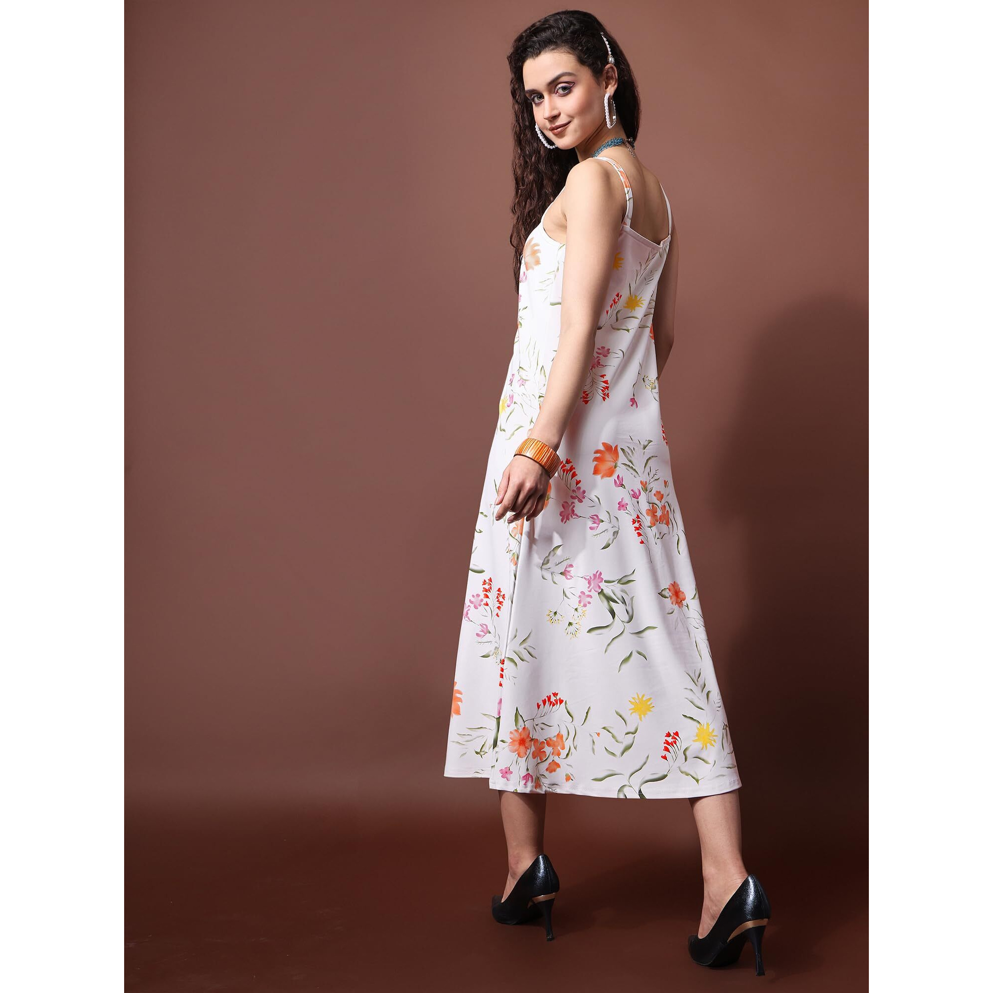 Purvaja Womens Fit & Flare Knee Length Dress (Wini-060-Lris_White_Xx-Large)