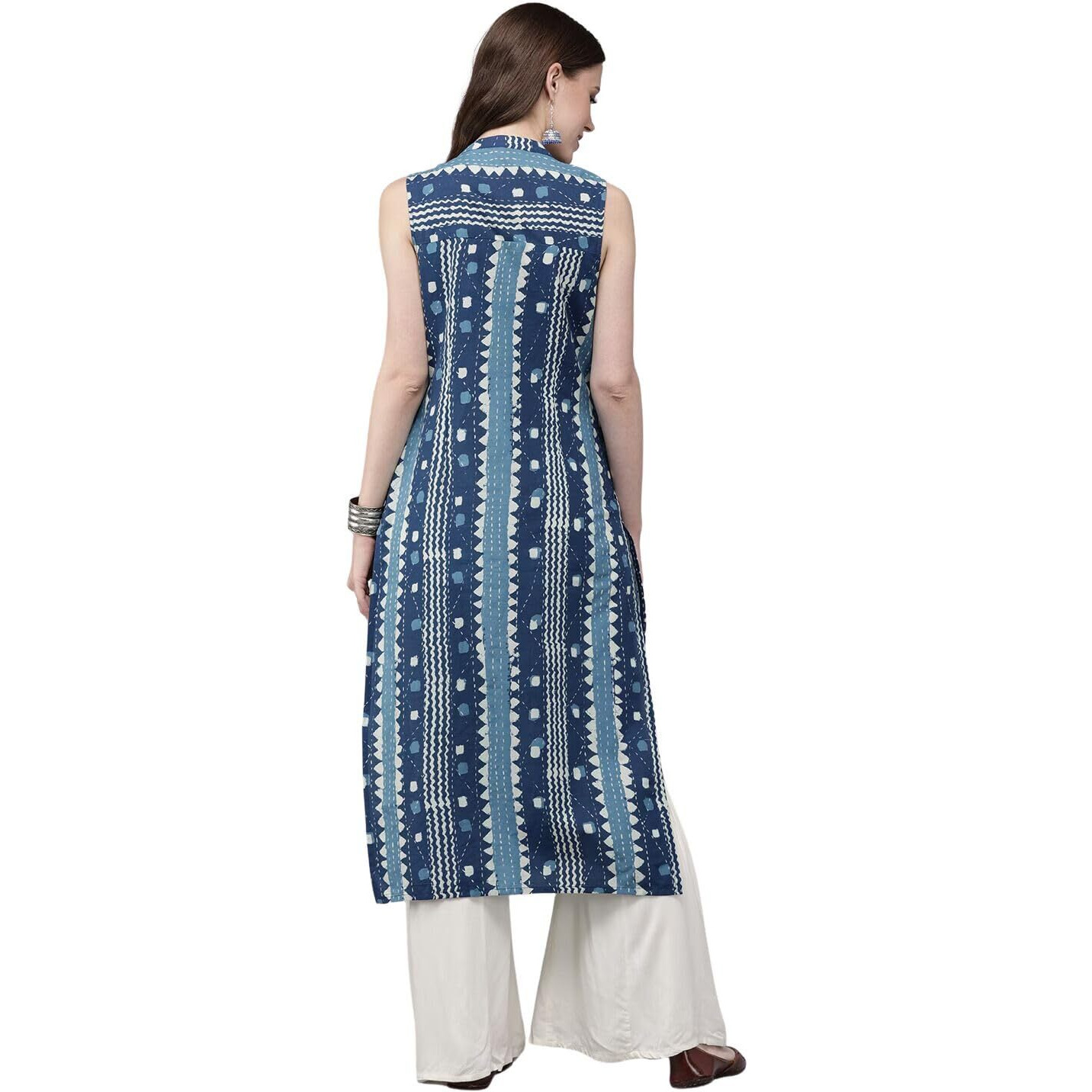 Rytras Women's Cotton Printed Straight Kurta(Ryt268_Blue_Xx-Large)