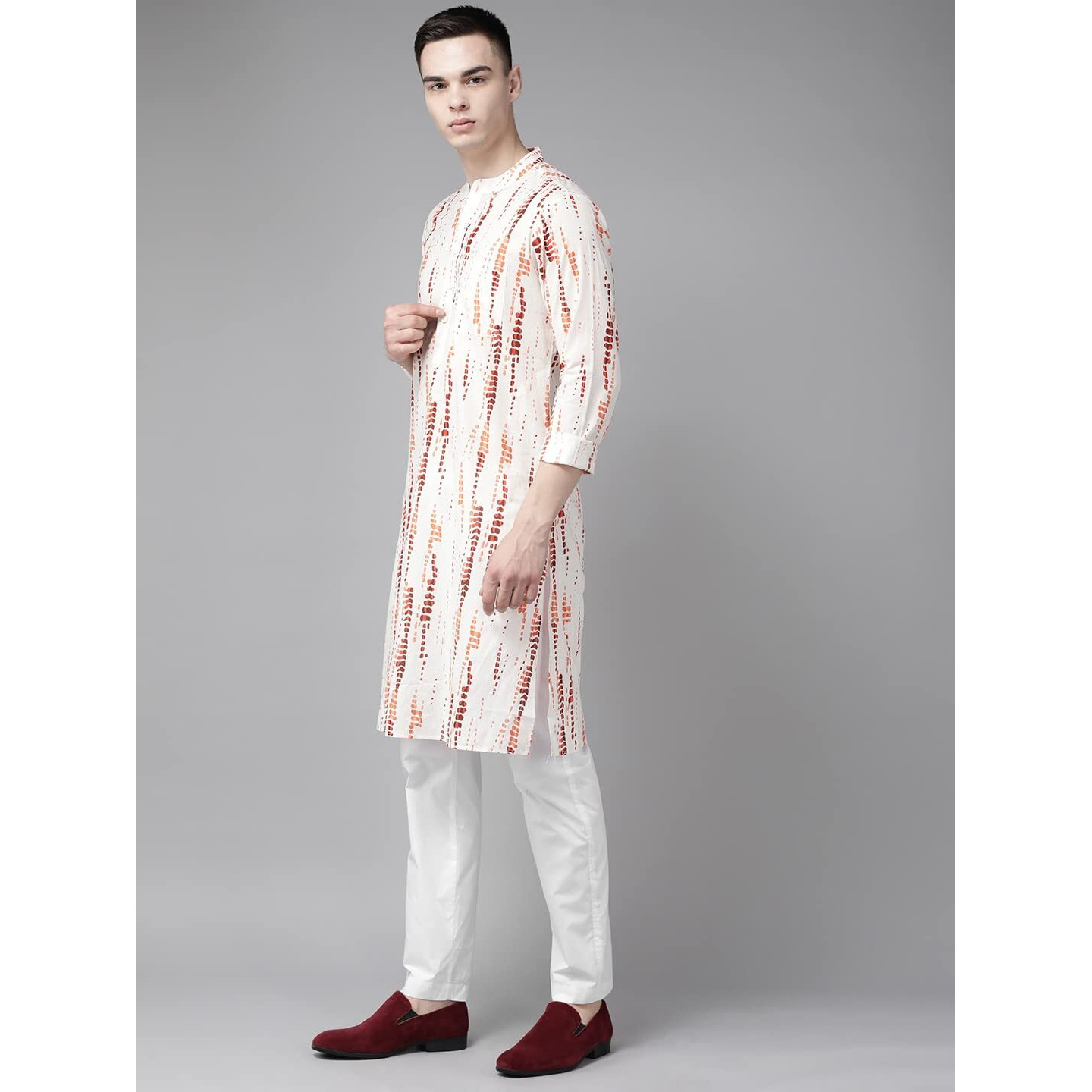 See Designs Men White Multi Tie And Dye Print Design Straight Kurta_Sdkt1112S