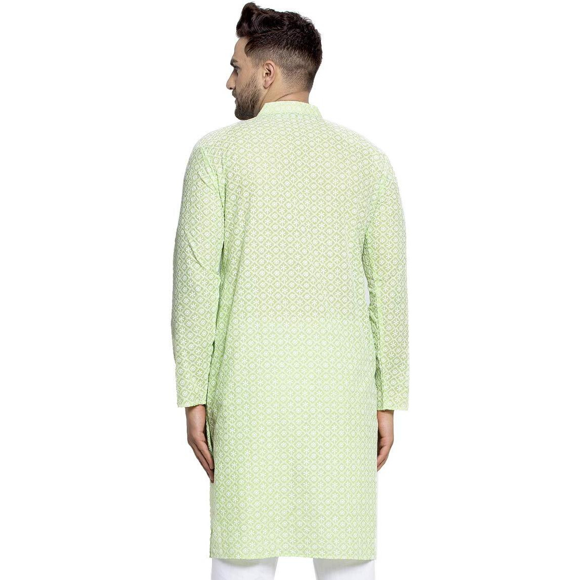 Jompers Men's Embroidered Pure Cotton Kurta. (Dark-Green,M)