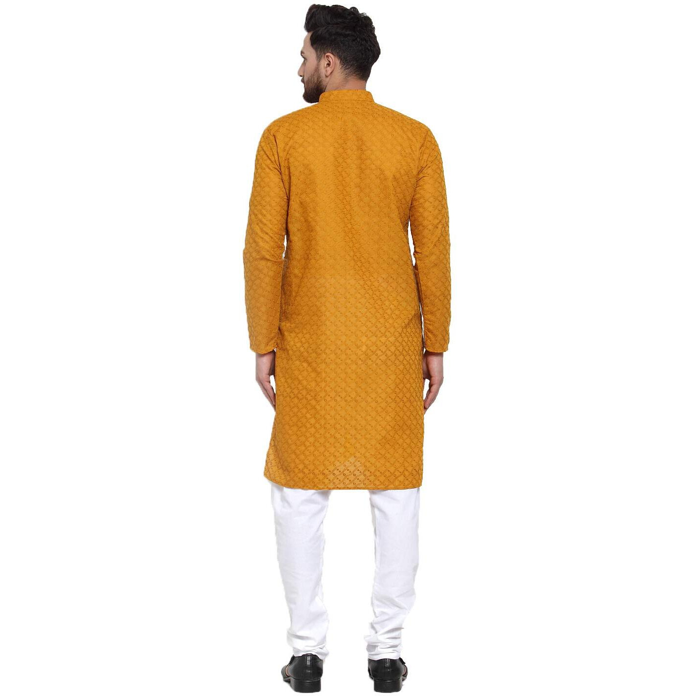 Jompers Men's Chicken Cotton Kurta Pyjama. (Mustard, M)