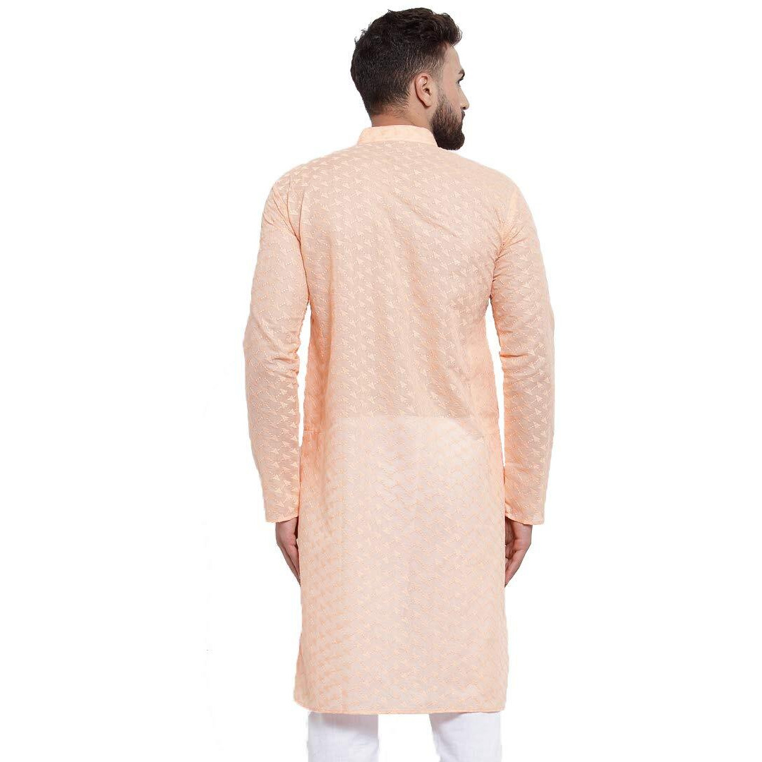 Jompers Men's Chicken Cotton Kurta. (Orange, M)