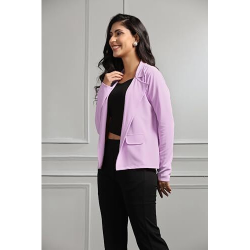Om Sai Latest Creation Women's Lycra Open Front Dress (Oslc-W1856&W1857&Tr863_Purple_M)