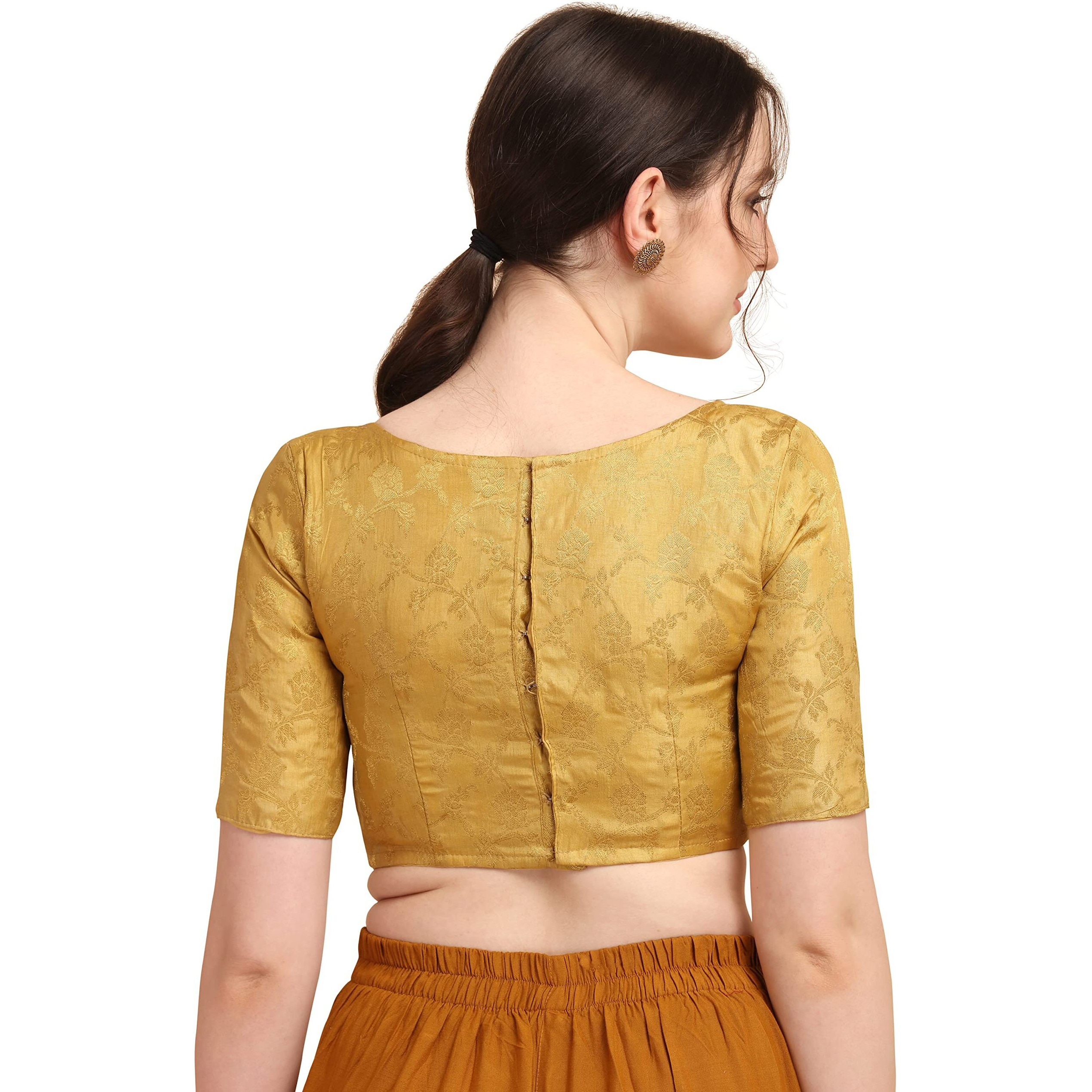 Oomph Jacquard Beige Readymade Blouse For Women - Rbbl121Xl