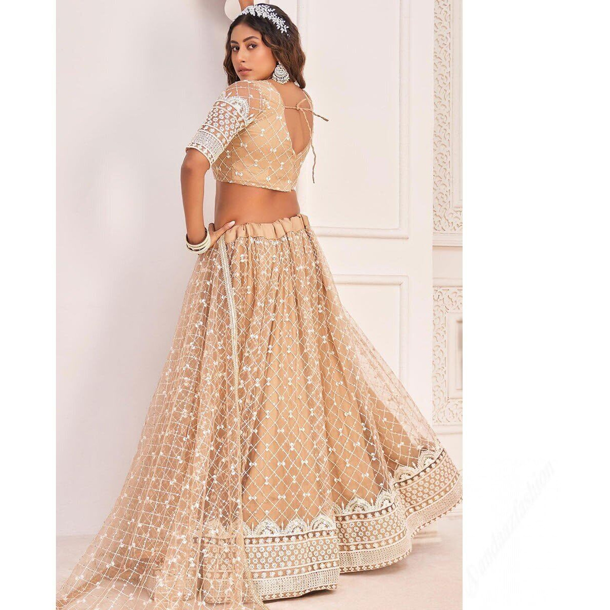Patlani Women's Multi Cording Semi-Stitched Lehenga Choli (Chain-Peach)