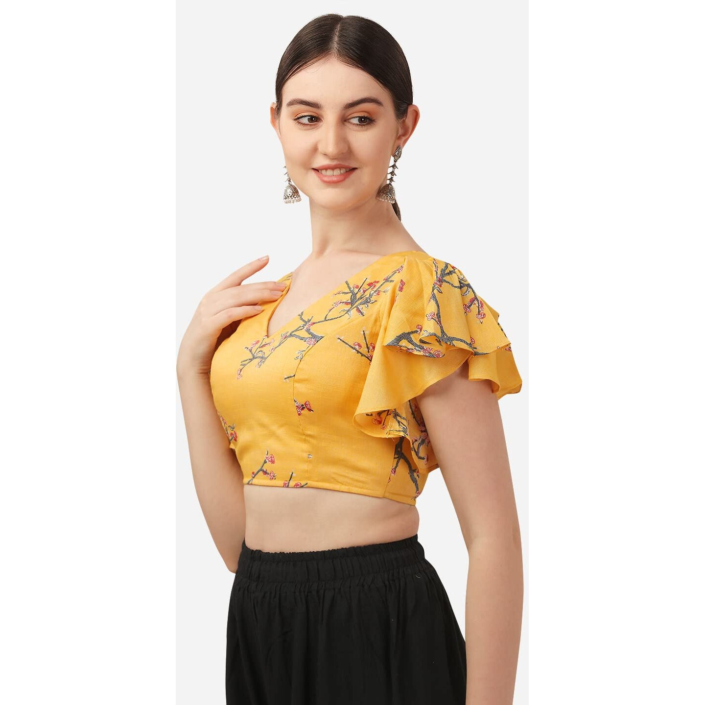 Oomph Yellow Readymade Cotton Blouse For Women - Rbbl269M