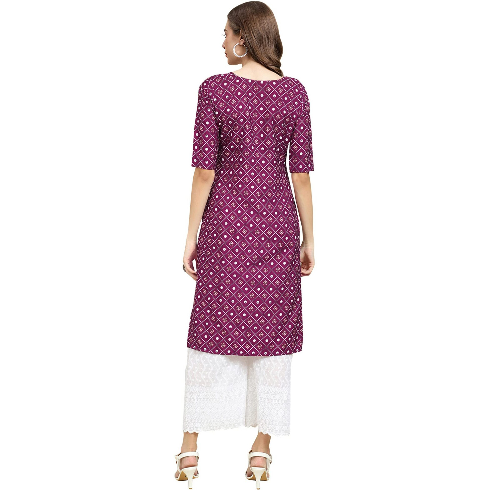 Pinkmint Women's Crepe Digital Print Straight Kurta [Pack Of 6] Multicolour