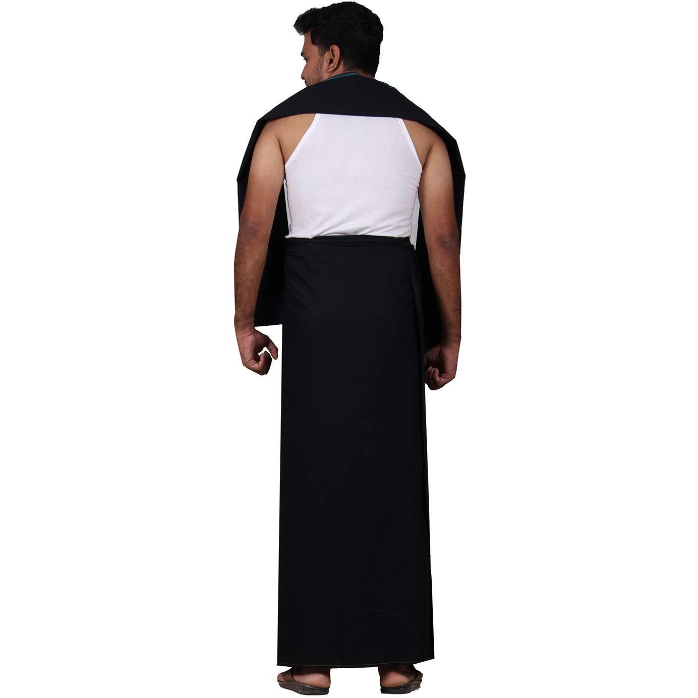 Prakasam Cotton Mens Colour Dhoti With Matching Towel (Roja Colour) / Colour Single Dhoti + Matching Towel (Colour  Black)