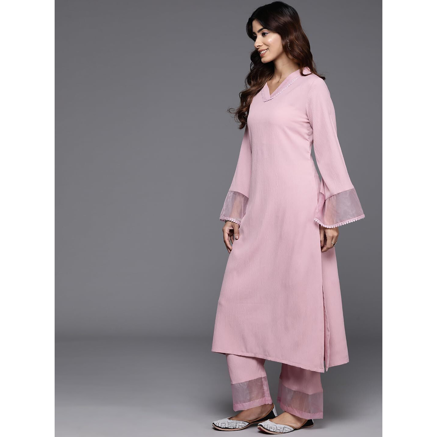 Varanga Women Pink Straight Kurta Paired With Tonal Bottom  Comfortable And Stylish Outfit For Various Occasions