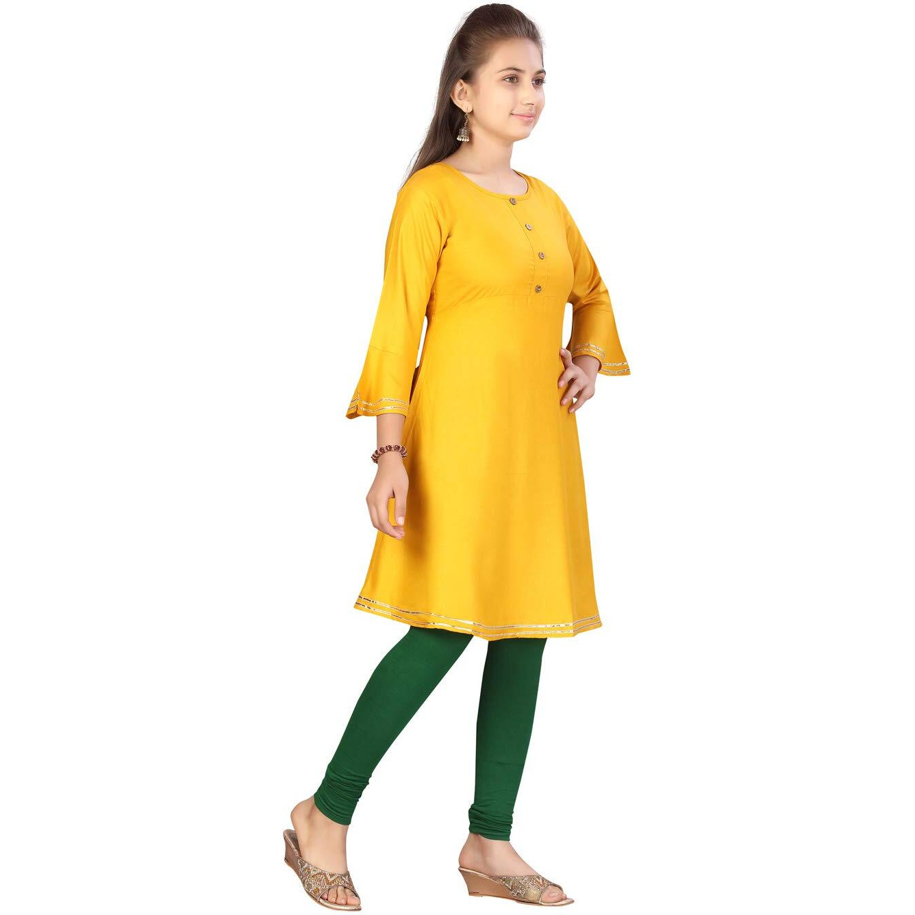 Aarika Girl's Cotton Regular Tunic Shirt (Kurti-A-13_Yellow_36)