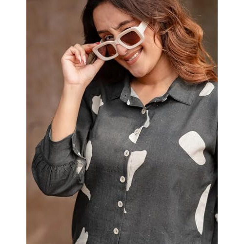 Fabnex Stylish Printed Cotton Blend Co Ord Set For Women || Casual & Festive Indo-Western Outfit (K-127-Black-M)