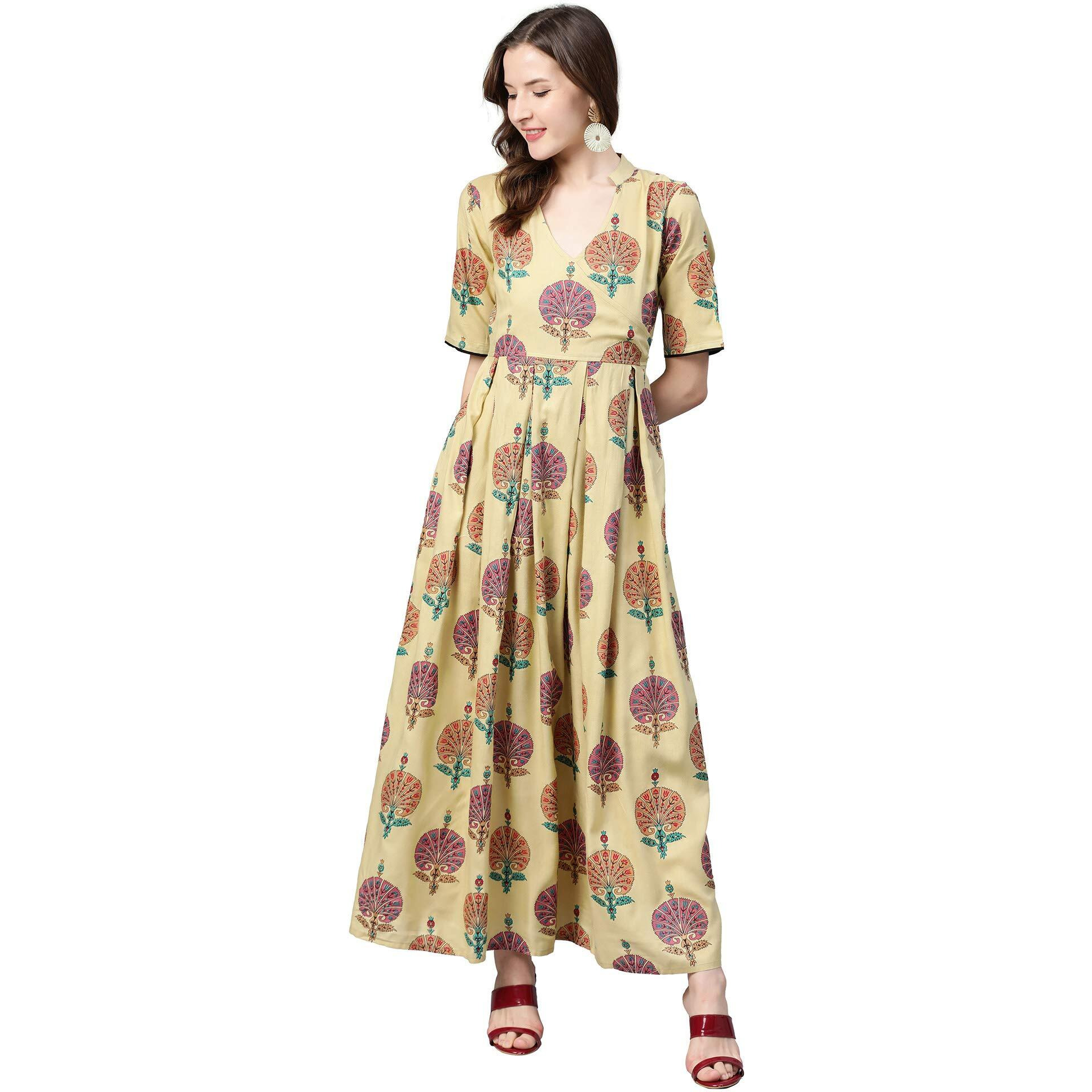 Idalia Camel Multicolour Boota Dress