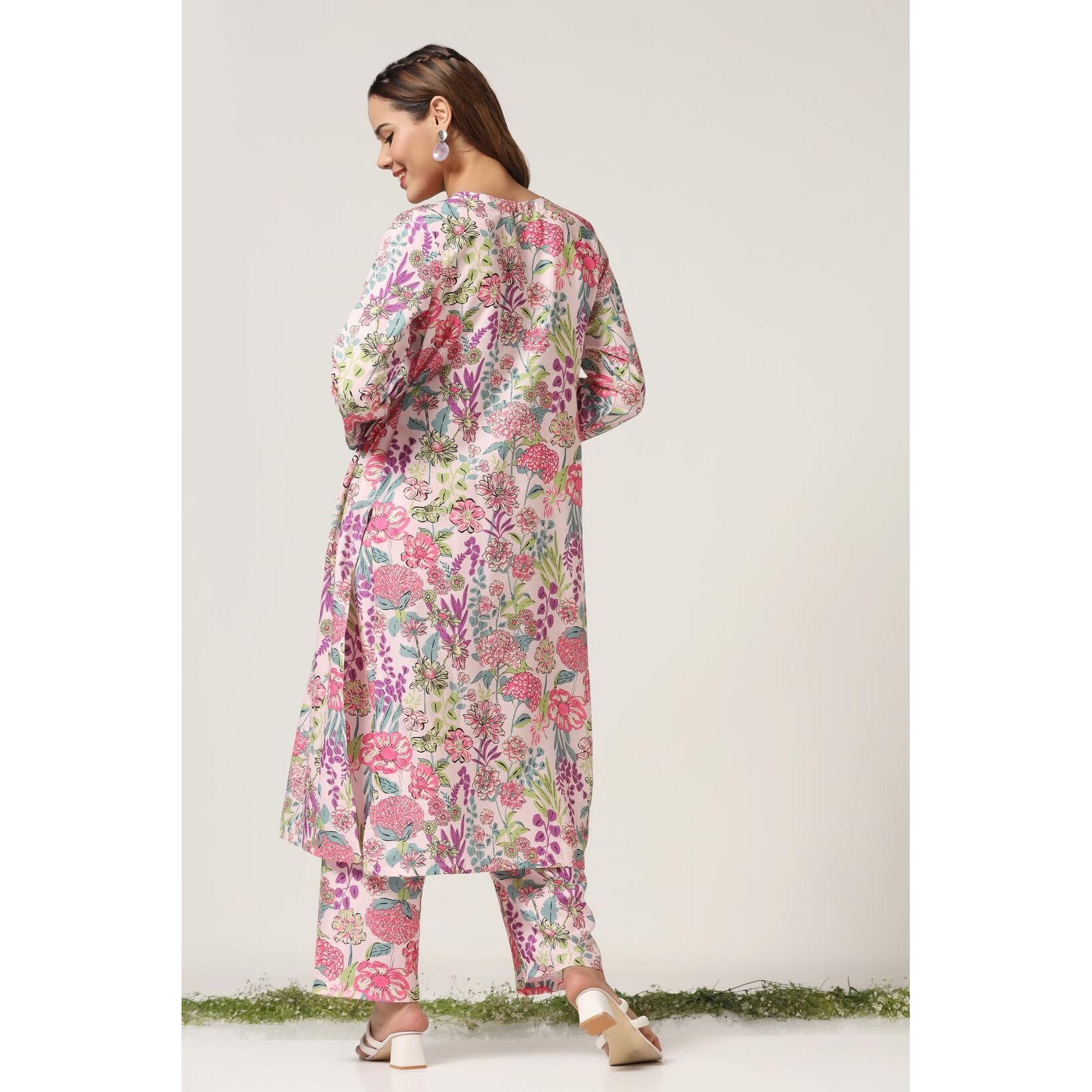 Leriya Fasion Women's Semi Cotton Regular Kurta Set (Lf-K2729&P151_Pink_M)