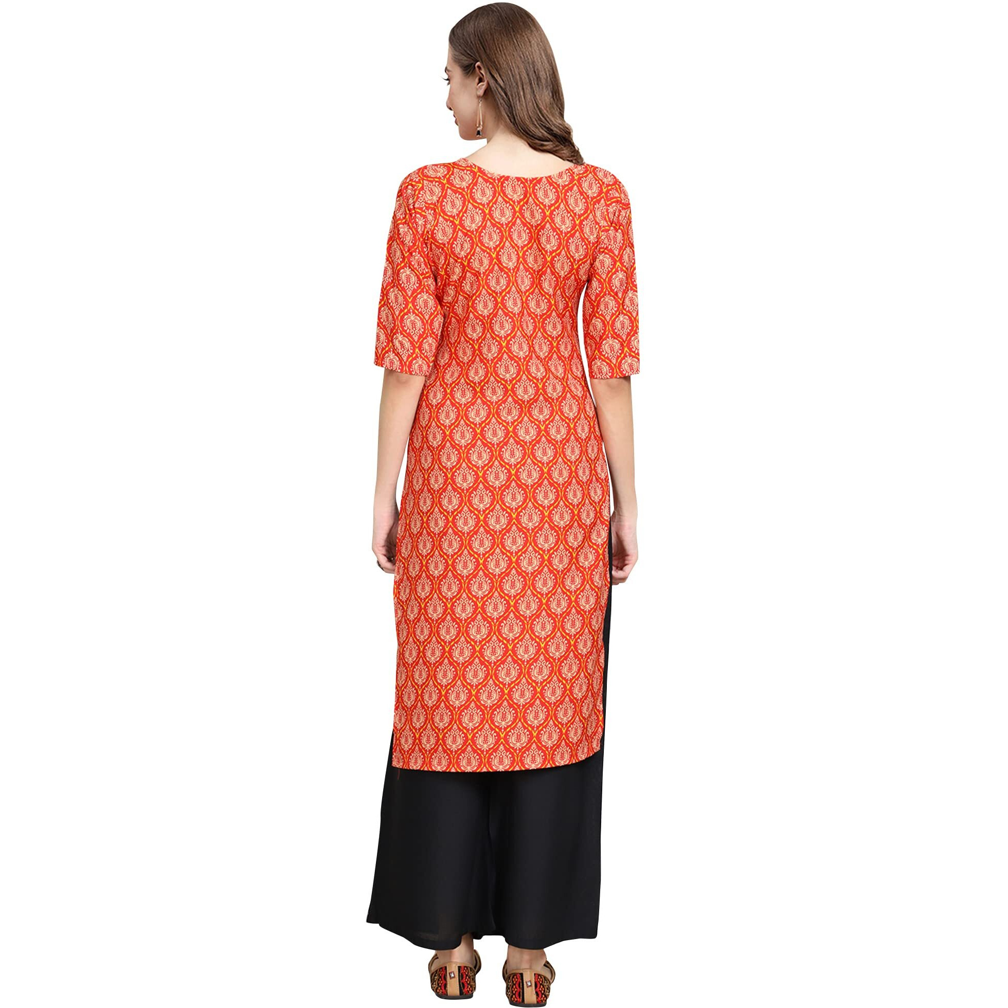 Pinkmint Women's Crepe Digital Print Straight Kurta [Pack Of 6] Multicolour