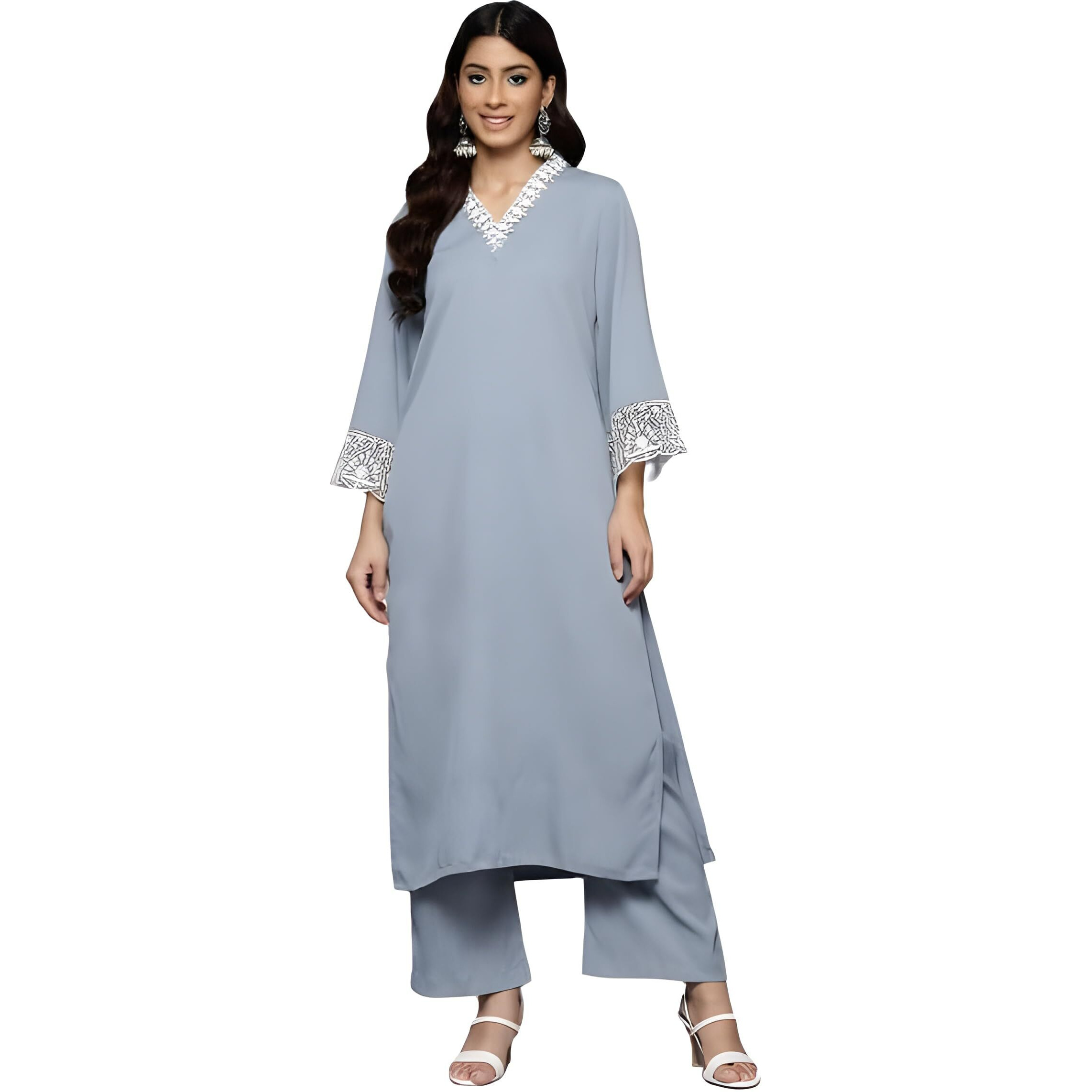 Varanga Women Thread Embroidered Organza Detailed Kurta Set  Elegant, Sophisticated, And Traditional Ethnic Wear