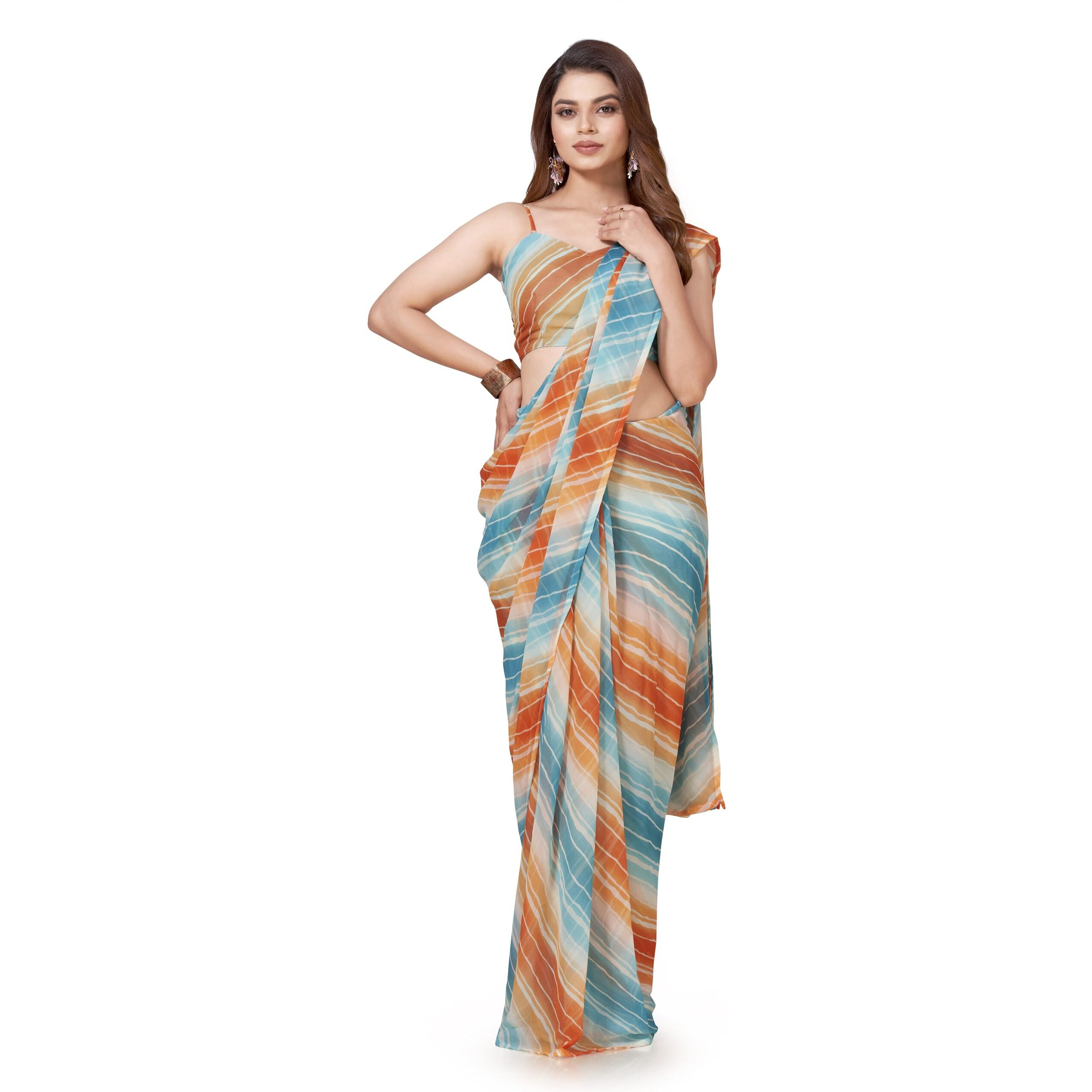 Womanista Women's Leheriya Georgette (Ti_3334_Multicolor)