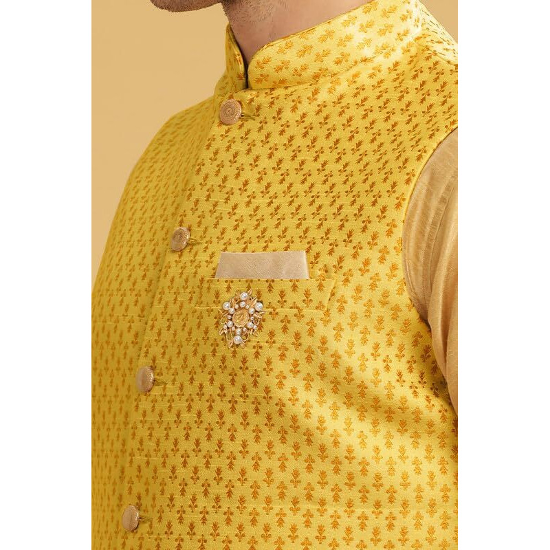 Be Active Men's Floral Regular Kt-Ser (Kt0667-02-L_Yellow L)