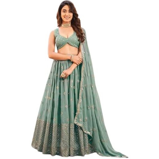 Fashion Basket Georgette Stiched Lehenga Set For Women (Turquoise)