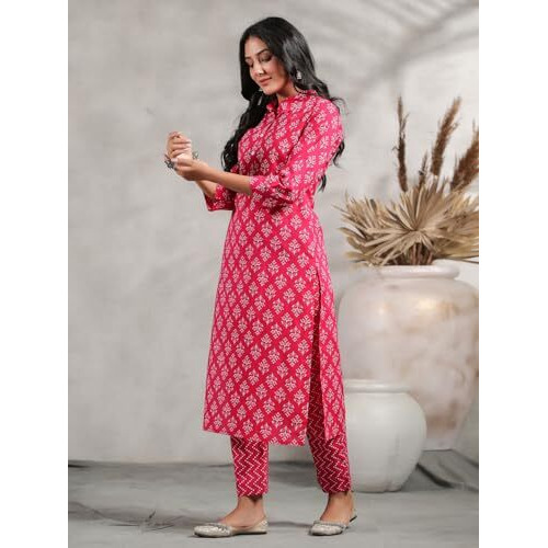 Anubhutee Ethnic Motif Printed Collared Straight Kurta With Trouser Set