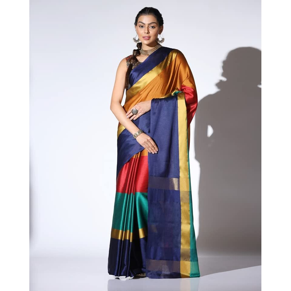 Dhruvi Trendz Cotton Silk Women's Saree (Dt-S1226_Multicolour)