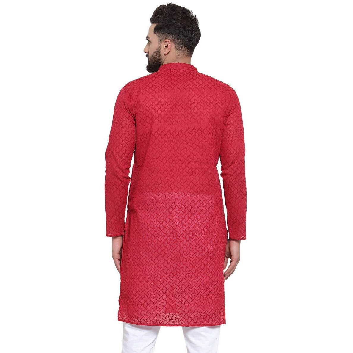 Jompers Men's Chicken Cotton Kurta. (Maroon, M)