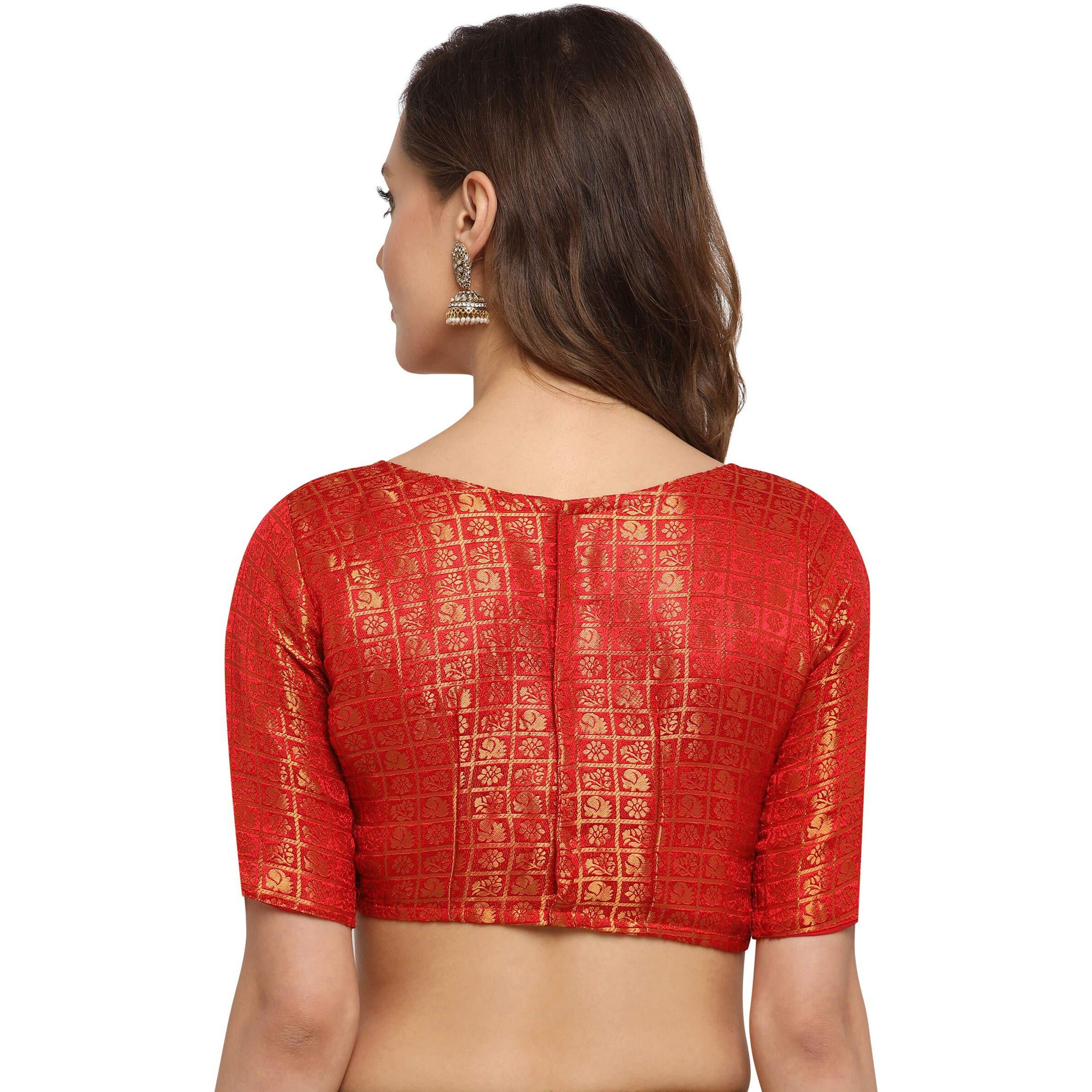 Oomph Women's Art Silk Half Sleeve Blouse (Rbbl18Xl_Scarlet Red_Xl)