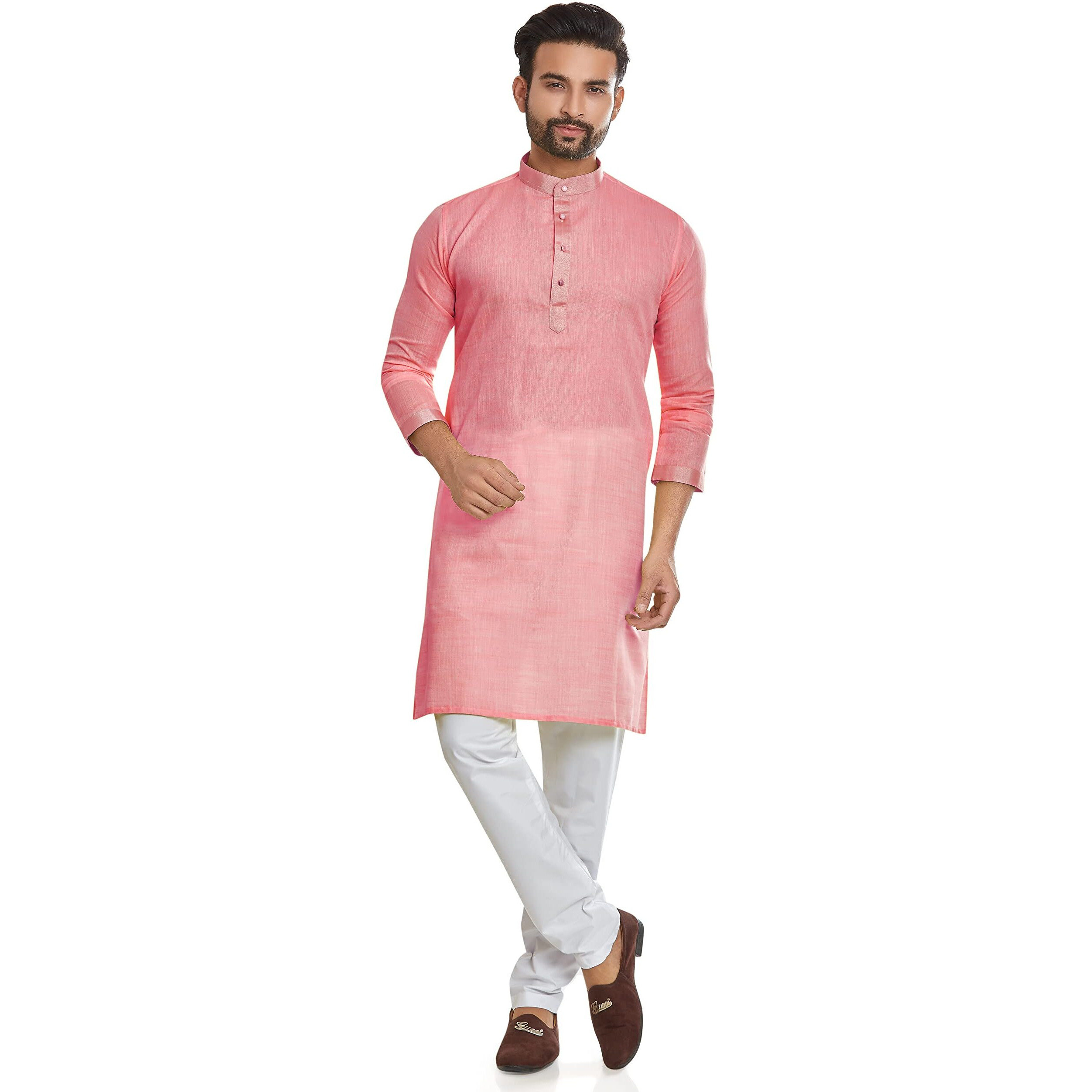 Be Active Linen Kurta Pyjama Set For Men|| Linen Export Quality Kurta Set-Sk0189-Set.6-Xxl(Pink)